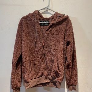 Fuzzy zip up Sherpa hoodie